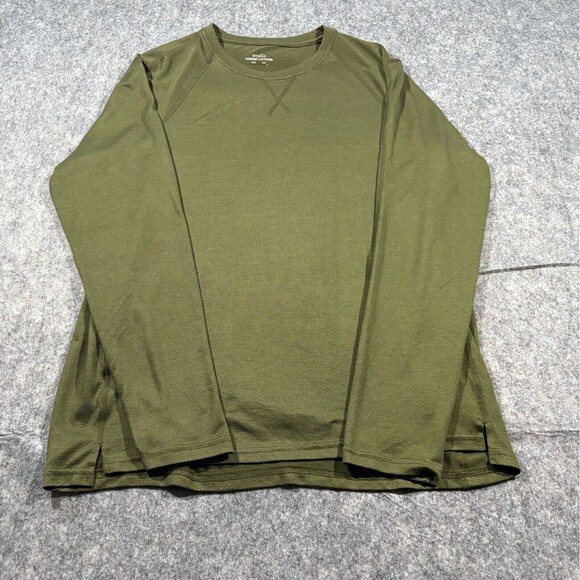 PrAna Men's Crewneck Long Sleeve Shirt Pullover Crew Athletic Green Sz M - Picture 1 of 13